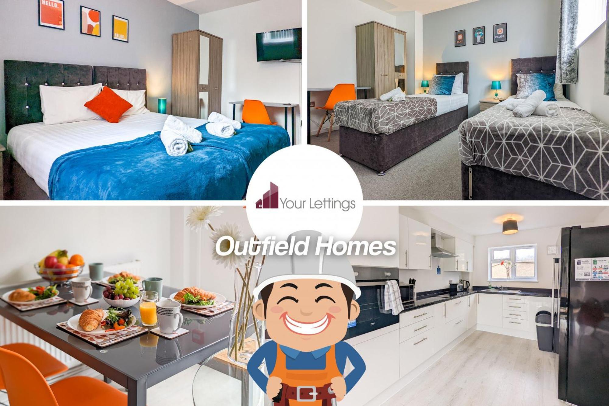 5-Bedroom Contractor House With 10 Beds Free Parking And Free Wifi - Outfield Homes By Your Lettings Short Lets & Serviced Accommodation ピーターバラ エクステリア 写真